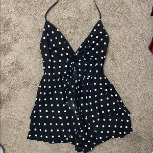 Polka dot halter romper